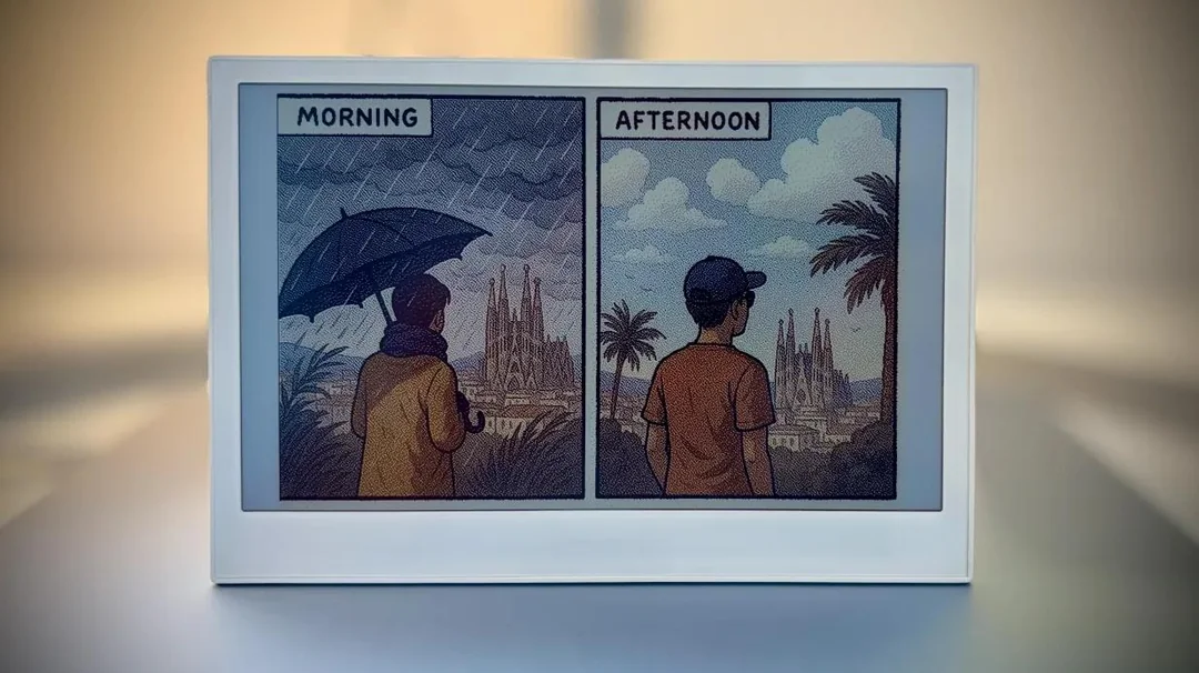 Seeed reTerminal E1002 e-Ink Display Powers AI “weather comics” — compact, battery-run ESP32 dashboard